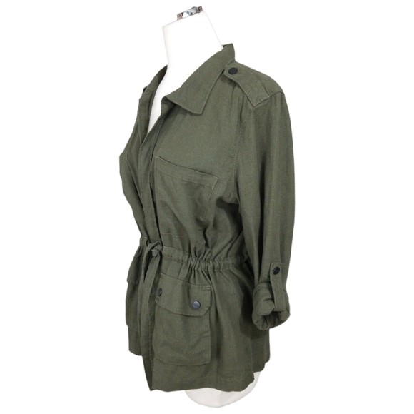 Sanctuary Women's Day Trip Cropped Linen Jacket Military Olive Green Medium - Picture 4 of 11